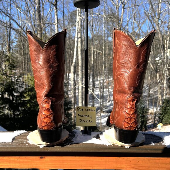 Late David Espinoza High-End Rare African Alligator Cowboy Boots 10.5D main image 12